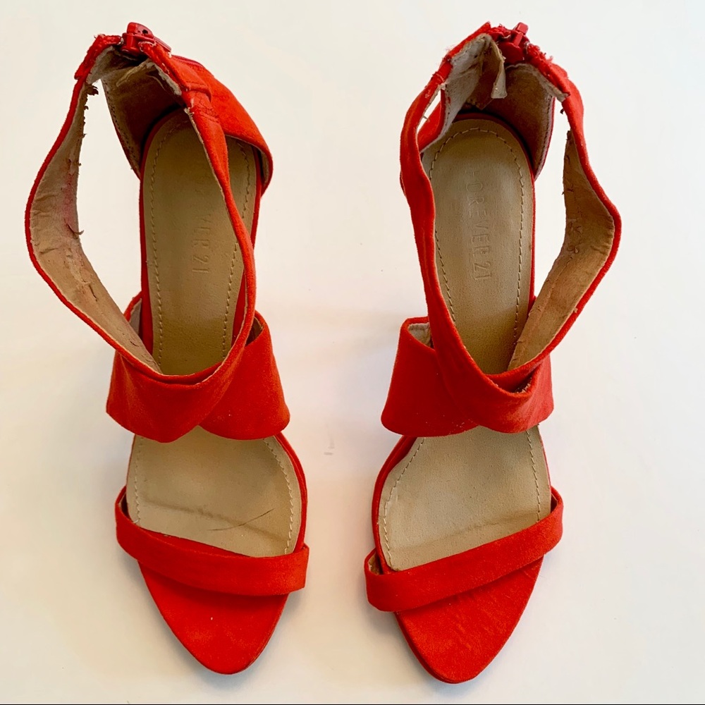 Red Sueded Cross Heels